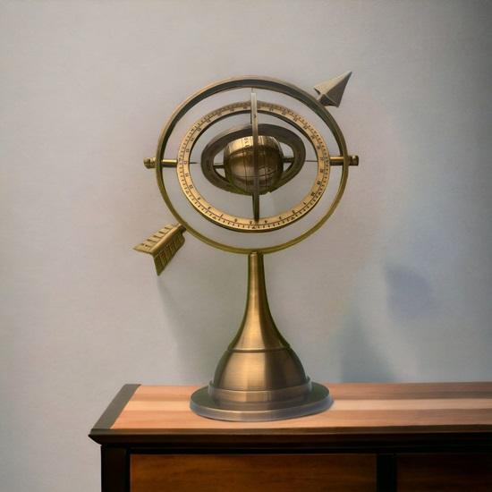 26.67 Cm Brass Armillary Sphere Style Celestial Globe-Astrolabe Navigation Decor Educational Desk Ornament Nautical Graduation, Birthday Gift