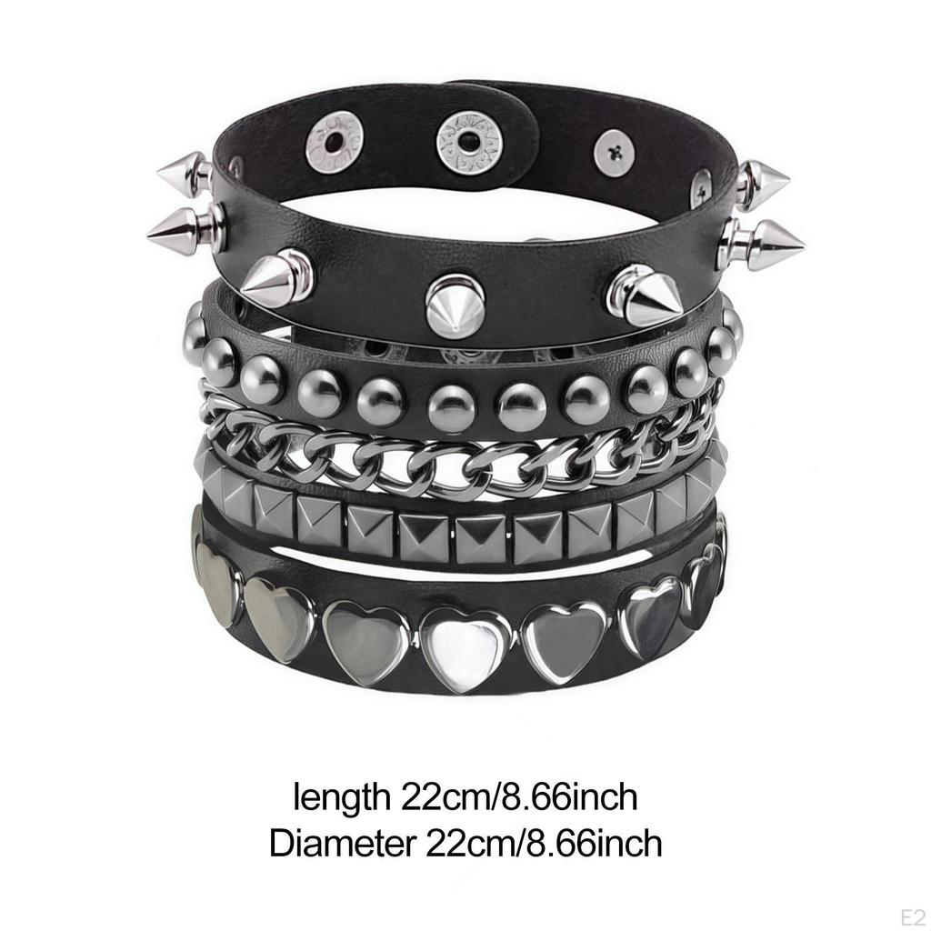 Set of 3 Punk Hip Hop Wide Cuff Bracelets Lightweight Halloween Accessory