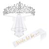 Bachelorette Party Accessories Set Rhinestone Crown Bride to Be Sash Veil Bridal Shower Decoration for Bachelorette Night Party Supplies