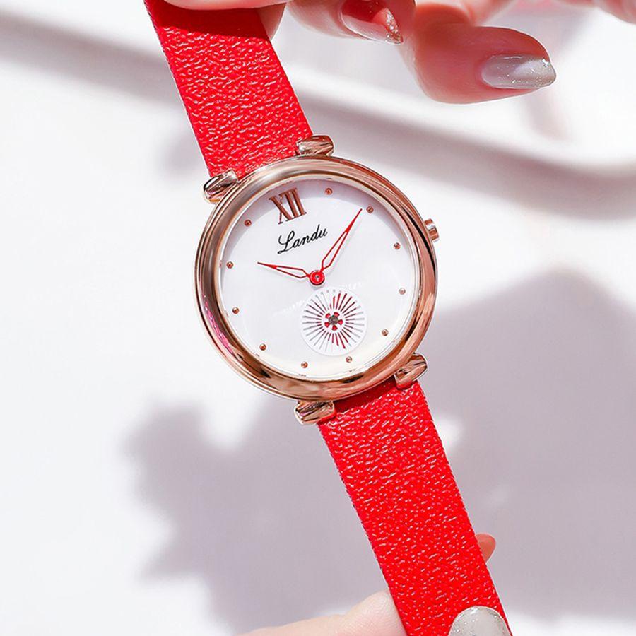 LANDU Quartz Movement Leather Strap Watch Women's Watch White Dial L9051