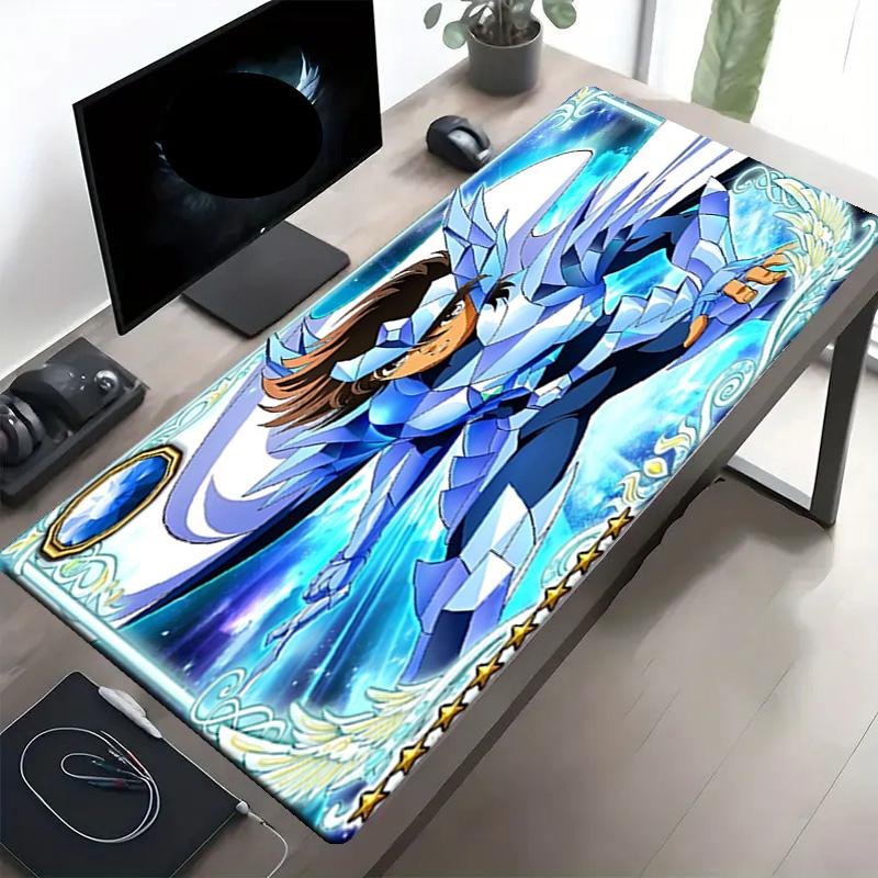 Saint Seiya Print Mouse Pad, Anti‑Slip Desktop Keyboard Mat, for PC Laptop Gaming Working Daily Use, Cool Festival Surprise Gift