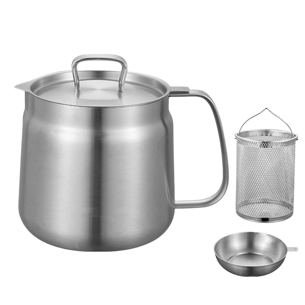 1.5/2L Deep Frying Pot 304 Stainless Steel Kitchen Fry Pot Multifunctional Oil Storage Container Kitchen Cooking Tools
