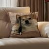 Cute Shiba Inu Pillow Case Anti-dustmite Pillowcase Invisible Zipper Silky Short Plush Sofa Cushion Cover