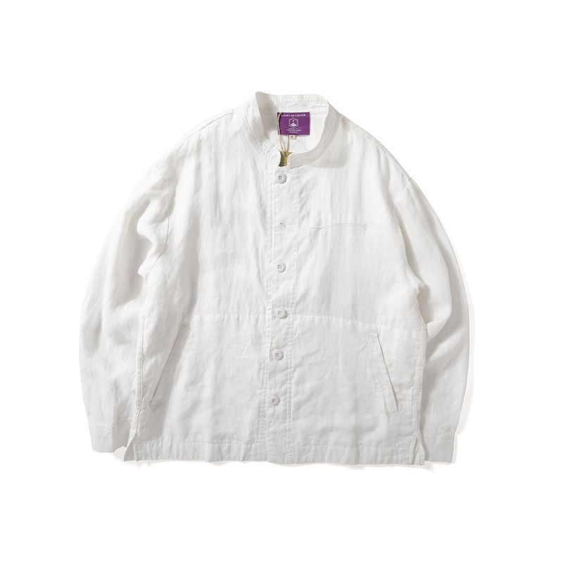 Japan fashion Retro 100% Linen Men's Early Autumn New Jacket Linen Artistic Small Stand Collar Cardigan Thin Outerwear Fashion