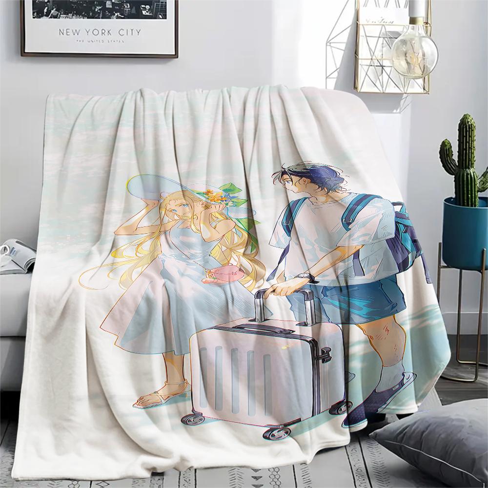 1PC Summer time Rendering Print Flannel Blanket, High quality All Seasons, Home Decor, Warmth and Comfort, Perfect for Christmas Gifts