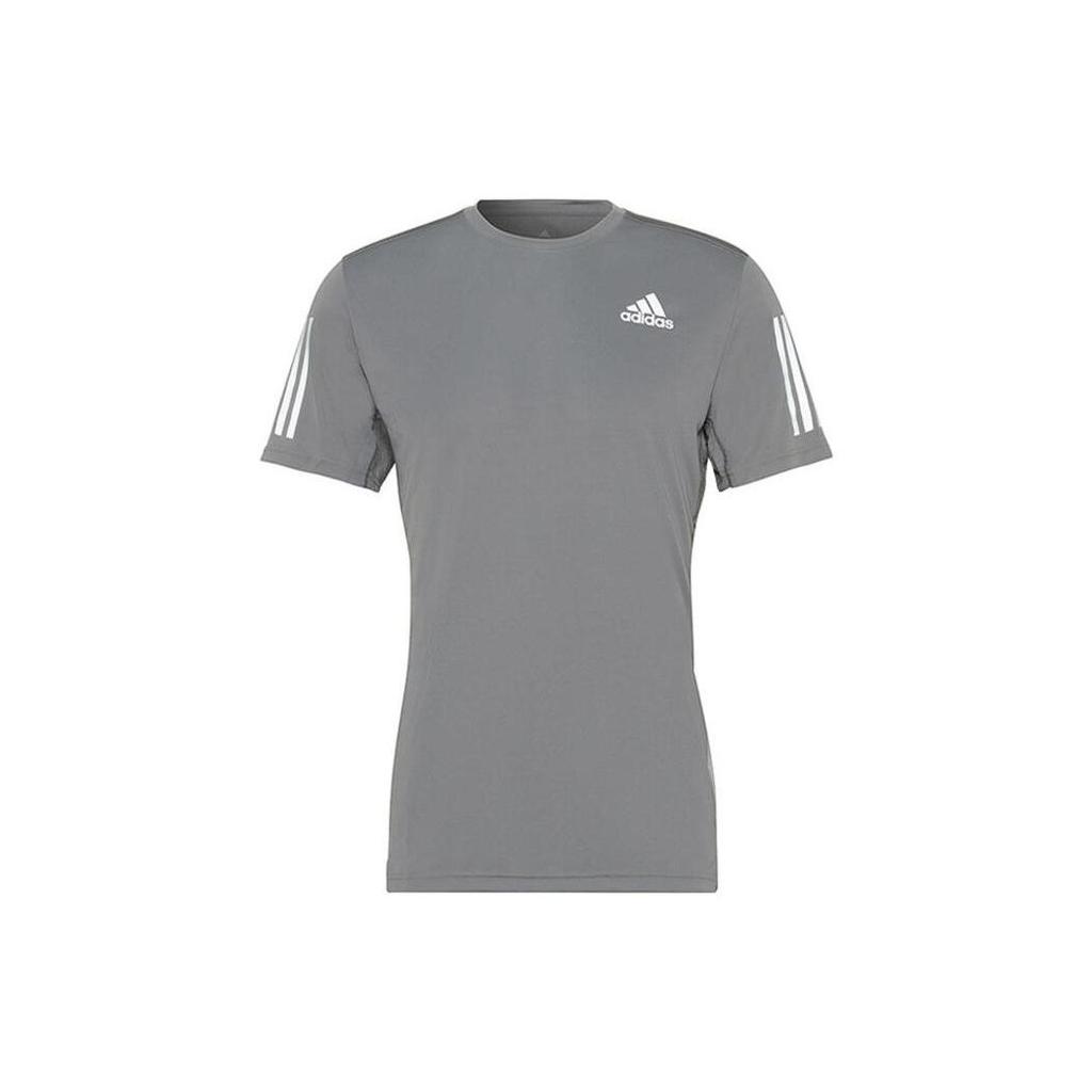 Adidas Fitness Training Breathable Logo Stripe Sports Short Sleeve T-Shirt Men Tops Grey HB7430