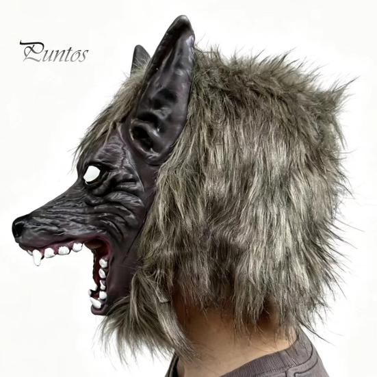 Realistic Latex Headgear Halloween Werewolf Full Head Mask, Wolf Cosplay with Durable Party Mask Fur, Haunted House Prop, Adjustable Adult Costume