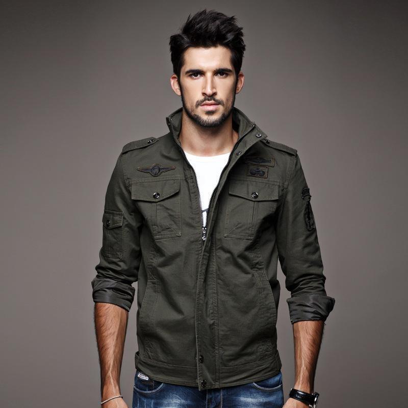 Outdoor Spring and Autumn Jacket Men's Military Style Pure Cotton Coat Men's Clothing