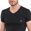 Emporio Armani Solider Pullover mit Logo-Print und V-Ausschnitt Gerader Schnitt Kurzarm-T-Shirt Herren Oberteile Schwarz 111512-CC717-17020