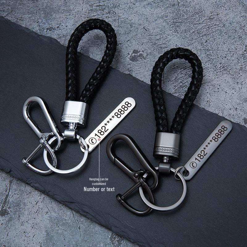 Men's High-End Woven Rope Keychain: Anti-Lost Key Ring for Cars & Motorcycles
