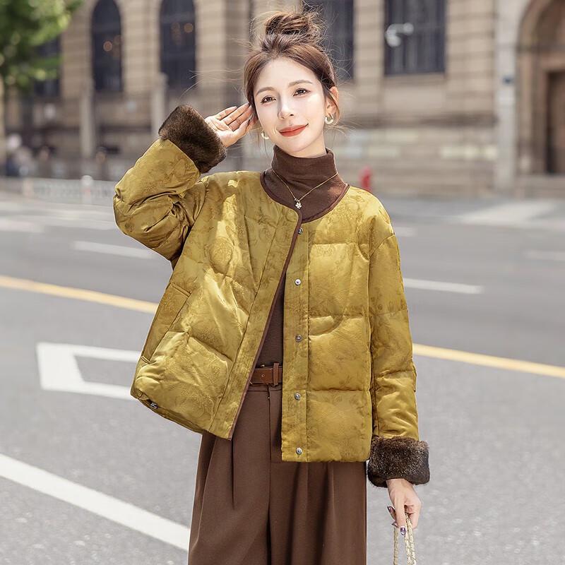 

Женская куртка Silbaishe в новом китайском стиле, 90% пух, цветной блок S