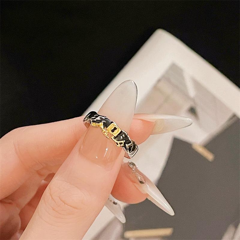 Personalized Color Enamel Drip Glaze Open Couple Ring, High-End Niche Design Pair Ring, Fashionable Simple Retro Ring