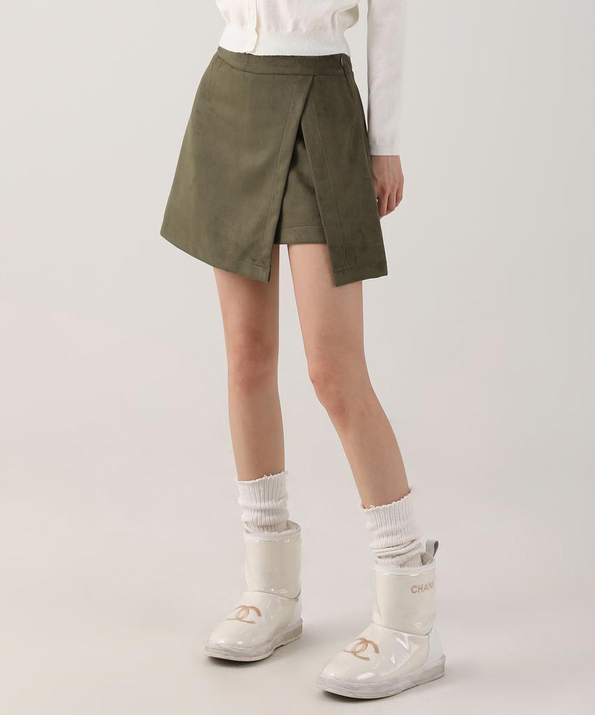 Urban Dress Suede Chic Slit Mini Skirt Khaki