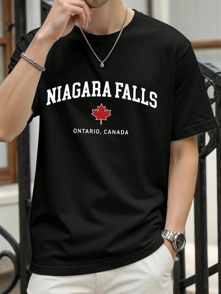 Cascate del Niagara Ontario Canada Stampa Maglietta Per Uomo Moda Estiva Maglietta Cotone Abbigliamento Casual Comoda Morbida Manica Corta