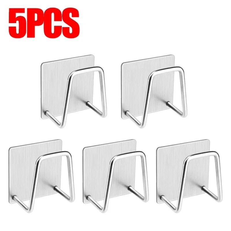 1/10pcs Kitchen Stainless Steel Sink Sponges Holder Self Adhesive Drain Drying Rack Shelf Household Wall Hooks Storage Organizer