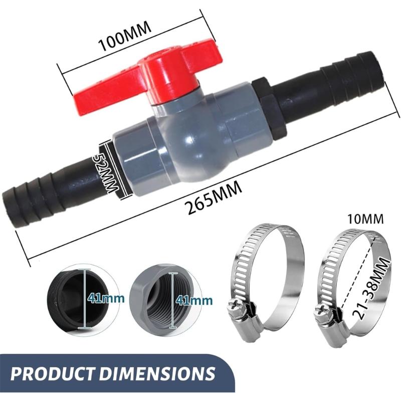 Valvole a Sfera in Plastica Filettatura Interna 40mm Raccordo Tubo 32mm Acquari Sistema Laghetti