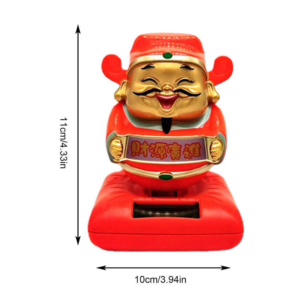 Desktop Swing Statues Solar Bobblehead Dashboard Figures Cute Cartoon God Of Wealth Ornament Accessories For The Car