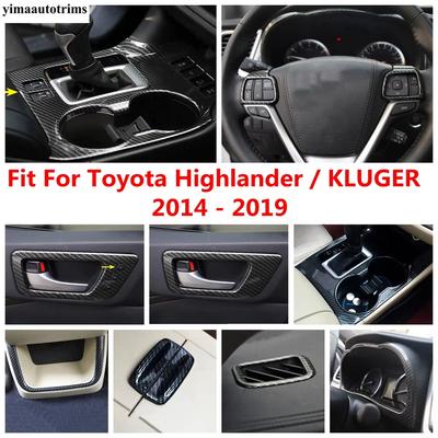ABS Gear Shift Water Cup / Handle Bowl / Rear Armrest Sequ Cover Trim Accessories For Toyota Highlander / KLUGER 2014 -