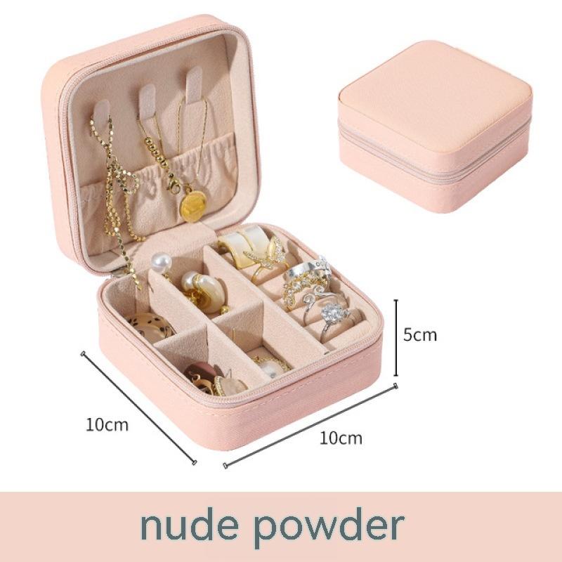 2PC Mini Jewelry Organizer Display Travel Jewelry Zipper Case Boxes Earrings Necklace Ring Portable Jewelry Box Leather Storage