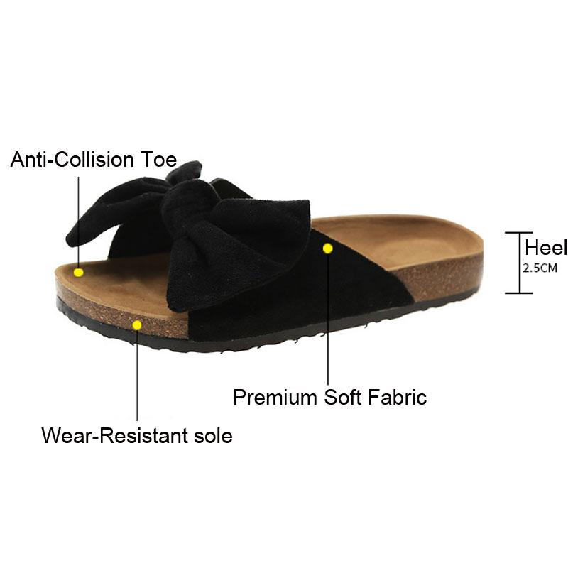 Hausschuhe Damen Sommer Wildleder Schleife Zehenfrei Mode Damen Sandalen Weibliche Freizeit-Hausschuhe Pantoletten Dicke Sohlen Zehensandalen WSH4447