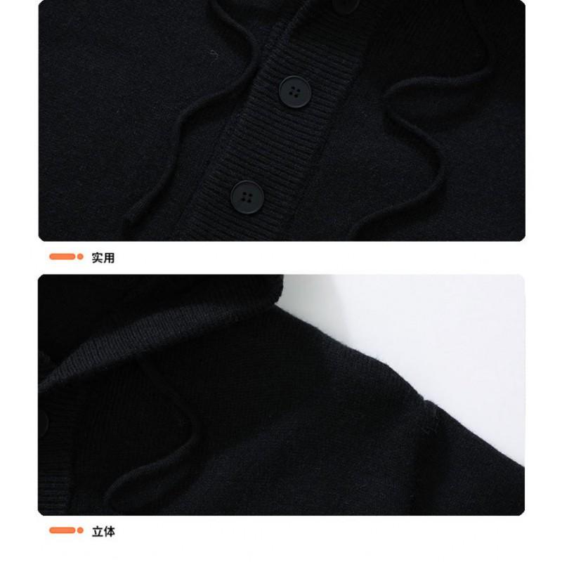 Unisex Oversized Hooded Knit Sweater Winter Casual Wear Loose Fit Long Sleeve Pullover With Jacquard