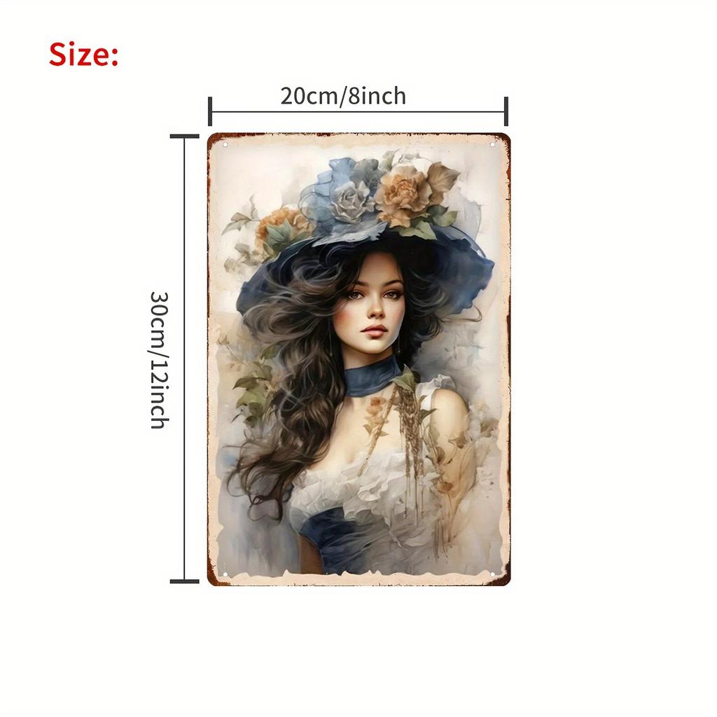 2D Flat, 1pc Art Deco Style Iron Frameless Tin Sign, DIY Oil Painting by Numbers Kit On Canvas, Multipurpose Wall Hanging Decor,