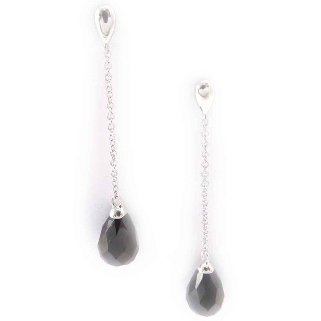 Les Trésors De Lily [J8648] - Silberohrringe 'Linda' Silber schwarz (rhodiniert) - 45x7 mm