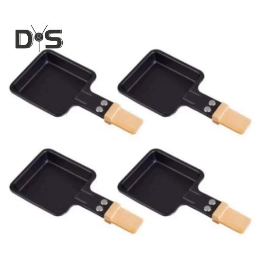 1/4 Pezzi Mini Padella Grill per Raclette Rivestita Antiaderente Piastra Grill Forma Quadrata Triangolare Accessori per Sciogliere il Formaggio