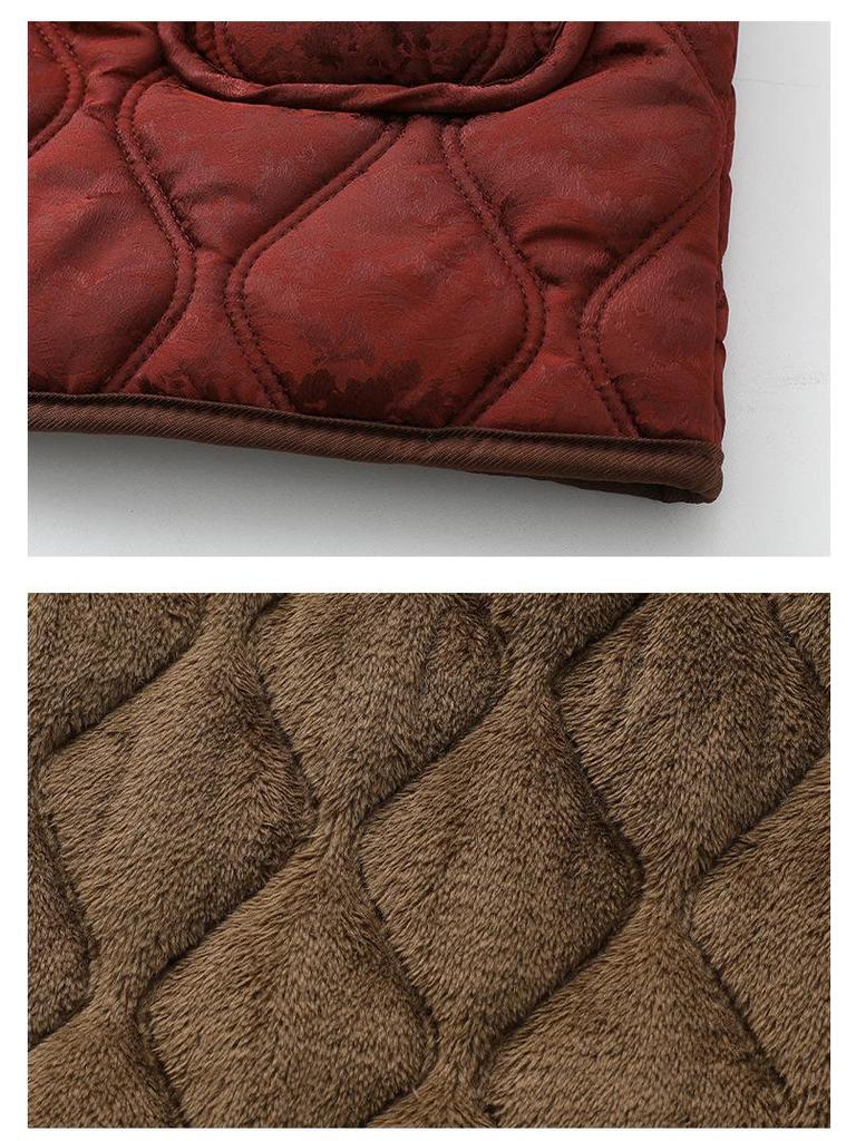 Stylish Floral Velvet-Enhanced Cotton Jacket for Middle-Aged Women - Short, Warm Autumn/Winter Wear for 50+.