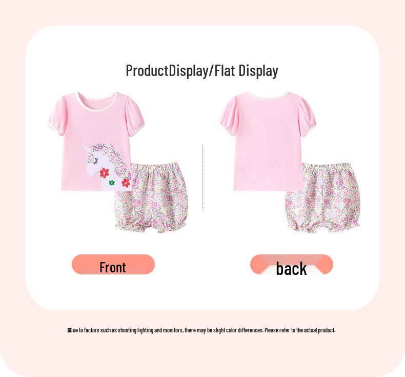Little Maven Summer Girls' Chic European & American Style Cartoon Clothing Set
