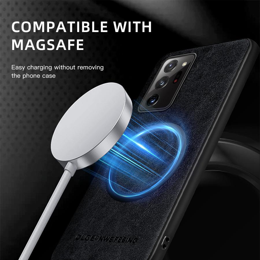 Klassisches Leder Kabelloses Laden Für Magsafe Magnetische Hülle Für Samsung Galaxy Note 20 Ultra Note20 Ultra Weiche Rückseite