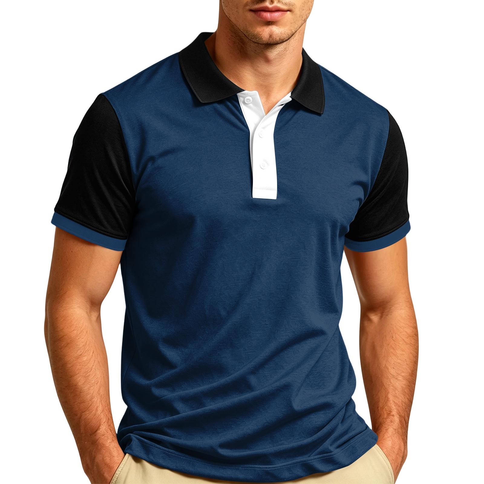 Men s Casual Polo Shirt Short Sleeve Collared T-Shirt Lightweight Breathable Soft Fabric Summer Top XXXXL
