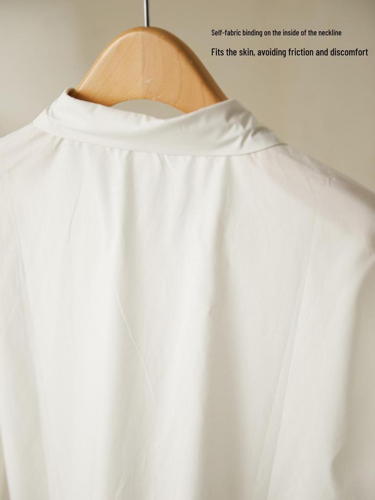 Damen Sommer Tencel Bluse: Einzigartiger Saum, Bestickt, Kurzärmeliges Design