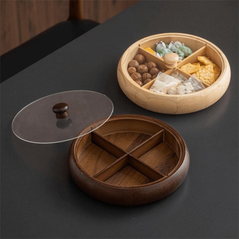 Wooden Nut Platter Round Dried Fruit Box Multi-functional Snack Serving Trays  Party Serving