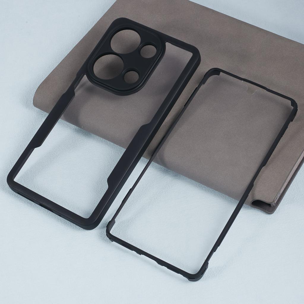 For Xiaomi Redmi Note 13 Pro 4G/Poco M6 Pro 4G Case Shockproof Phone Shell with Built-in Screen Protector,Black