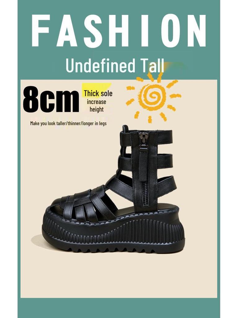 2025 Summer Women’s Versatile High Heel Wedge Sandals - Genuine Leather Peep Toe