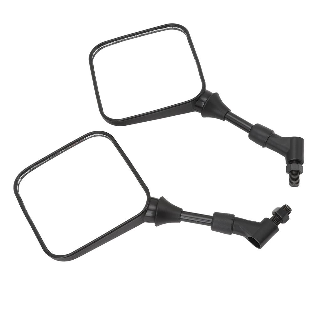 Pair of Motorcycle Square Rearview Mirrors 360 Degree Adjustable Wide Viewing Angle Universal Side Mirrors for Folding