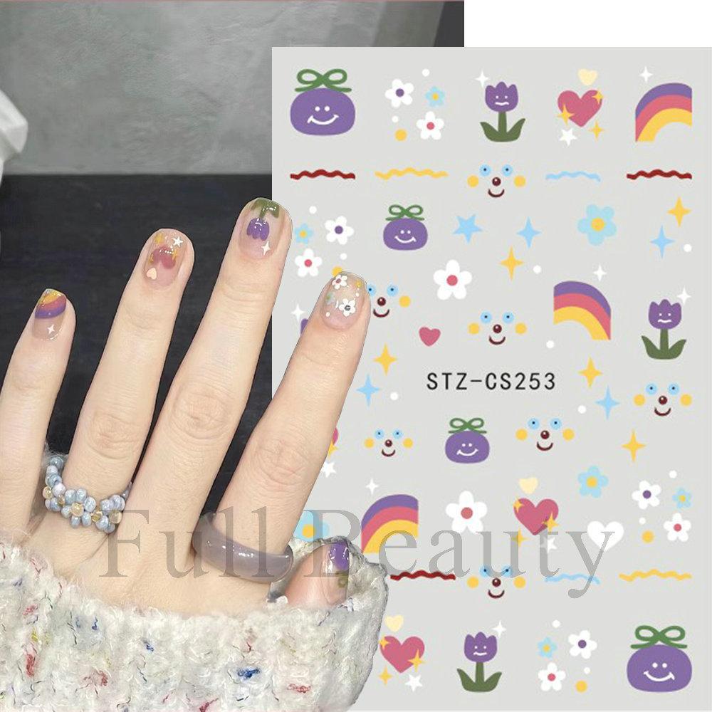 Nail Art Stickers, Cartoon Cute Pet Kitten Cat Expression Cat Paw Adhesive Nail Stickers