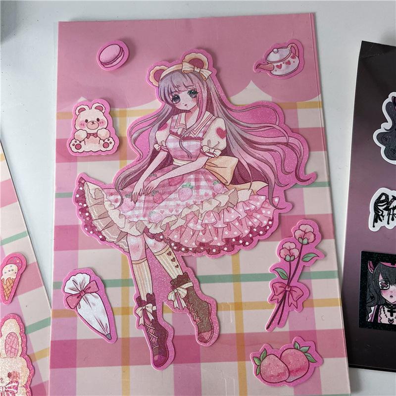 Korean Cute Maid Devil Angel Girl Stickers Scrapbooking DIY Album Decoration Sticker Aesthetic Personalized Kawaii Stationery