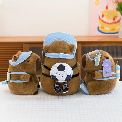 Summer Swimming Ring Kapibara Doll Football Backpack Capybara Doll Plush Toy Sleeping Doll Birthday Gift