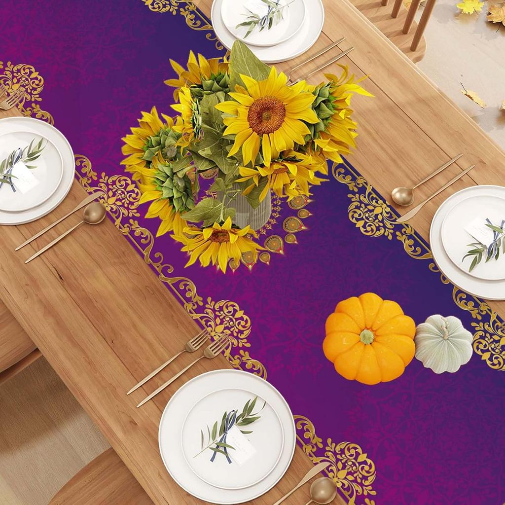 Jiudungs Linen Diwali Table Runner 72 Inches Long Diwali Table Cloth Diwali Table Decorations Diwali Decor Indian Diwali Decorations and Supplies for