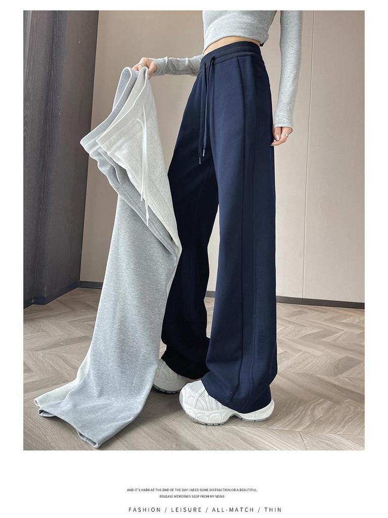 Damskie spodnie dresowe na wiosnę/jesień 2025 - Mały rozmiar, Prosta nogawka, Casualowa odzież sportowa