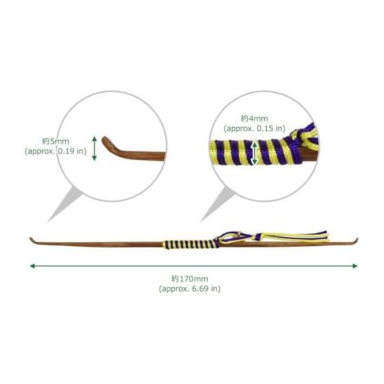 Morikuru Japanese Bamboo Ear Pick, Genroku Maki Style, 17cm, Double-Ended Hook, Bamboo Kanzashi, Single Ear Cleaner, TK07-14