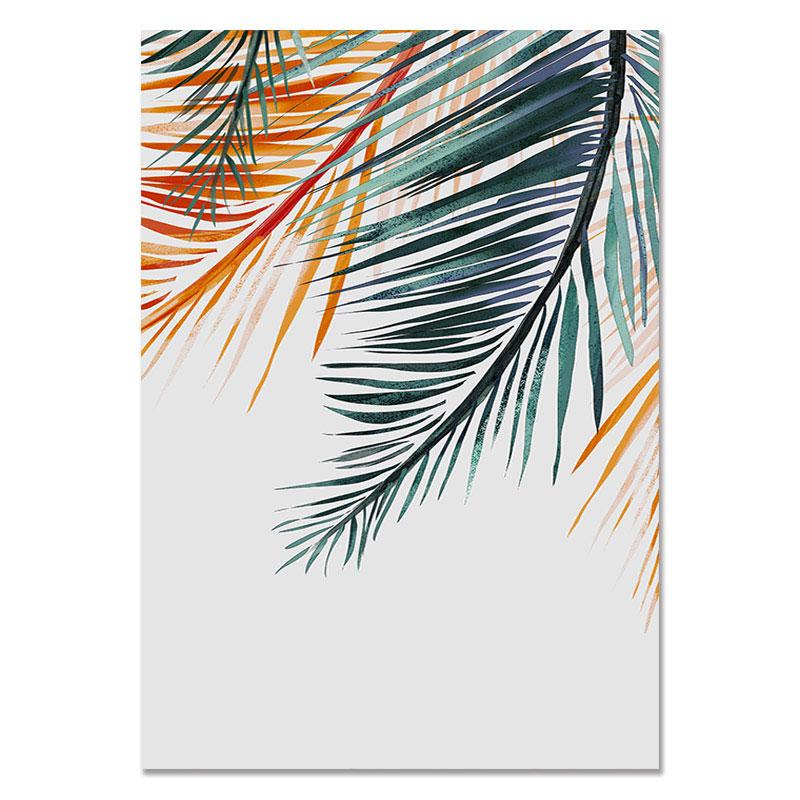 

Скандинавские постеры с зелеными листьями, принты тропических листьев, картина для гостиной, настенное искусство, золотое растение, холст для домашнего декора 21x30cm No Frame