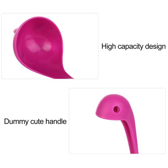 Oală de supă drăguț în formă de dinozaur, anti-alunecare, mâner lung, verticală, ustensile de calitate alimentară, din silicon, lingură de servire, linguriță, accesorii de bucătărie