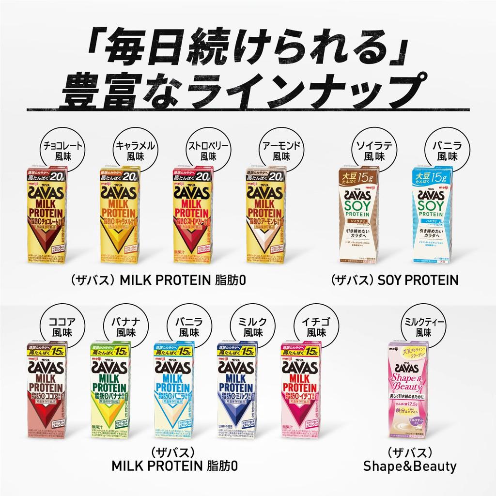 SAVAS Milk Strawberry 200ml X 10 15g Milk Meiji Protein, Fat-Free, Flavor, Bottles, Protein,