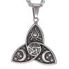 New Retro Nordic Celtic Triangle Knot Star Moon Sun Necklace Triangle Knot Pendant