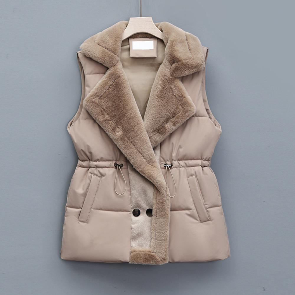 Autumn and winter Internet celebrities Korean version loose and thin fashion versatile fur integrated lapel vest women