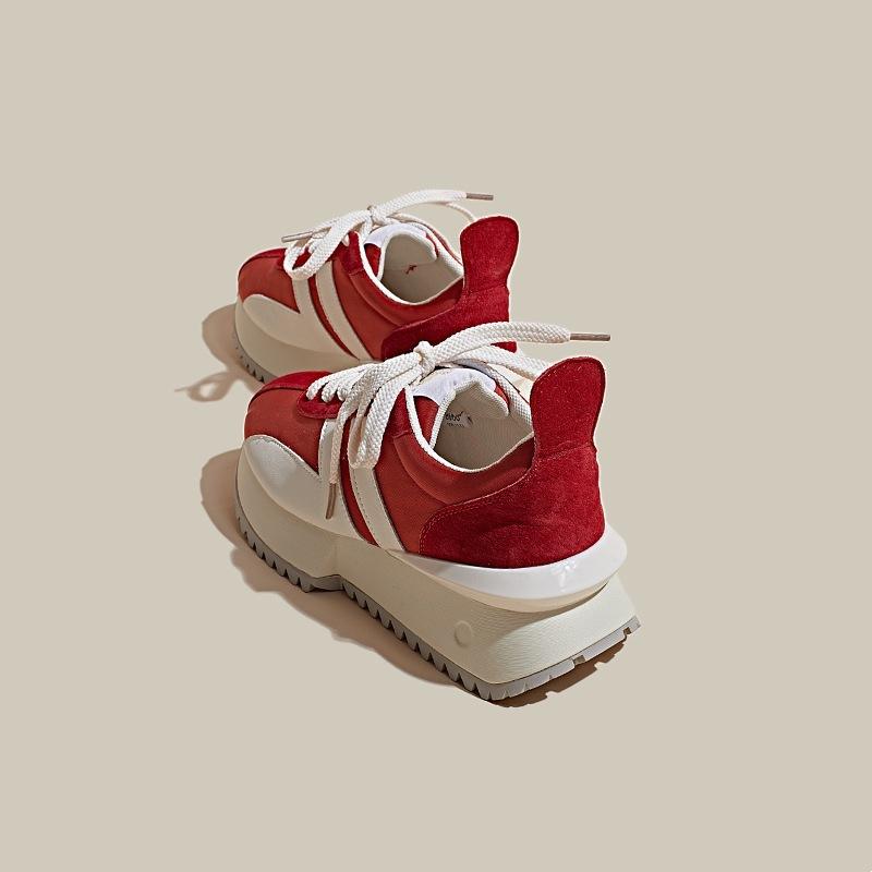 Red Small Waist Forrest Gump Shoes Women  Spring New Thick-soled Casual Sports Daddy Shoes