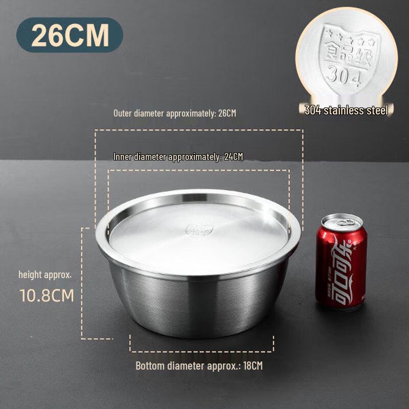 Sai Jiao Commercial 304 Stainless Steel Dough Mixing Bowl with Lid